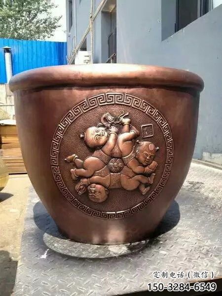 福娃人物紫铜缸雕塑 福娃人物紫铜缸雕塑
