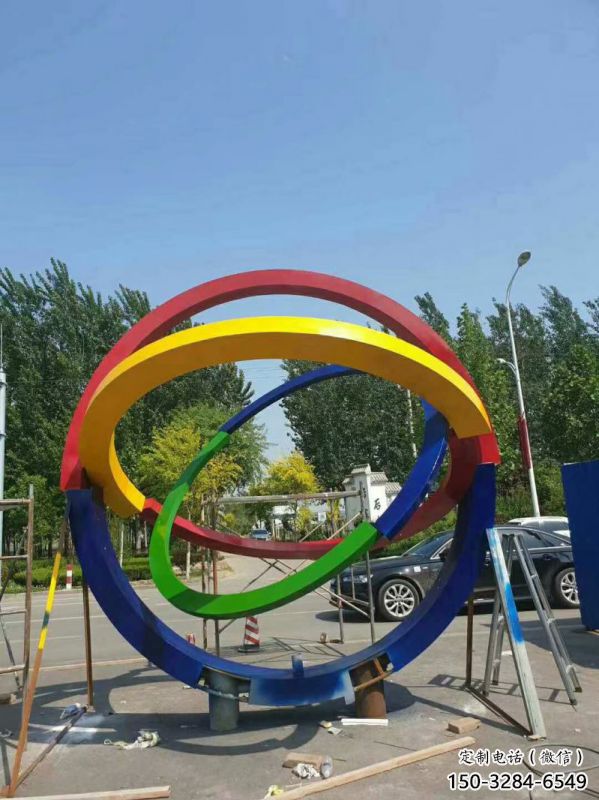 建筑双环雕塑精选,露天雕塑,不锈钢双环雕塑订做 建筑双环雕塑精选,露天雕塑,不锈钢双环雕塑订做