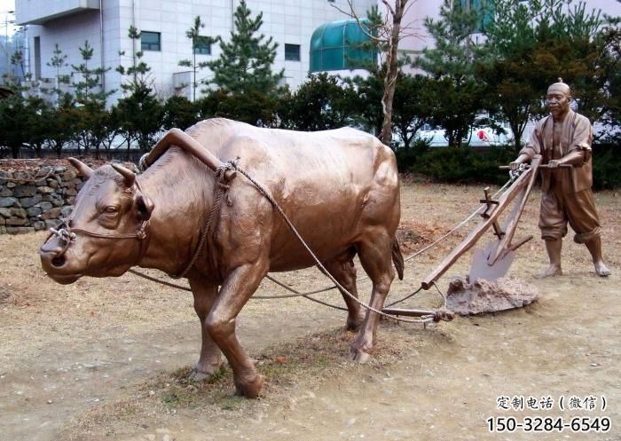 不锈钢水牛雕塑，田间景观小品，抽象几何原理 (4)