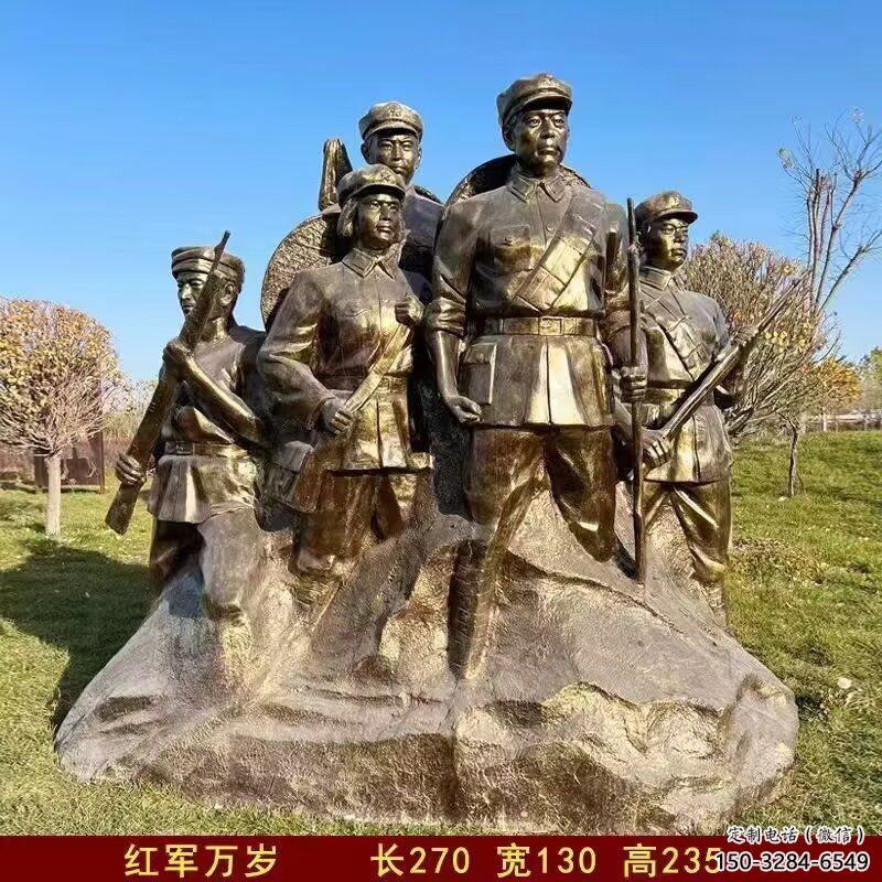 大门口红军雕塑 发光公园革命雕塑 仿真抗战雕塑