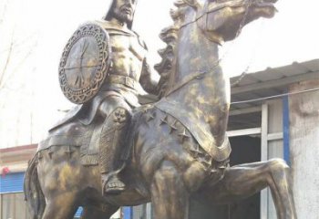 商业街武士雕塑 烤漆古代雕塑 彩绘人物雕塑