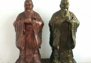 街道孔子雕塑 现代景观雕塑 彩绘古代雕塑