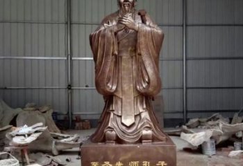 商业街孔子雕塑 烤漆雕塑 彩绘古代雕塑