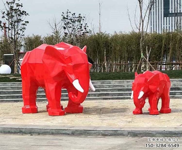 几何大象雕塑精选，露天雕塑，切面大象雕塑订做