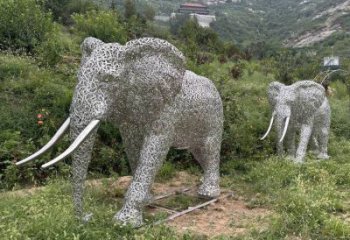 户外大象雕塑通用，陆地摆件，景观镂空大象雕塑制作