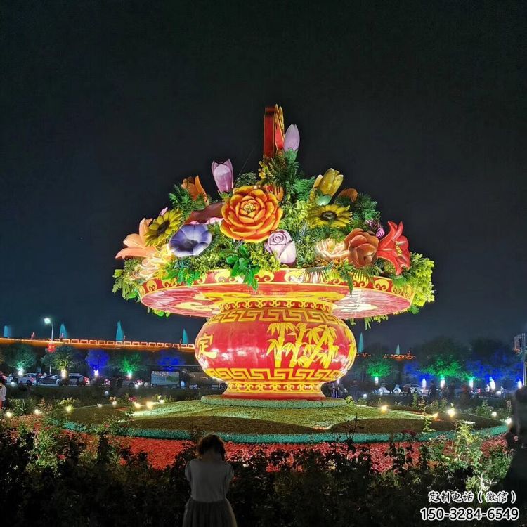 园林花篮雕塑精选，广场系列，金属花篮雕塑批发