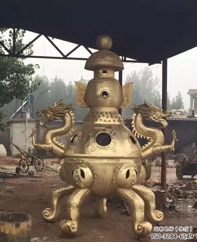 龙耳铸铜象形炉雕塑制作