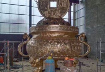 铸铜元宝象形炉铜雕塑