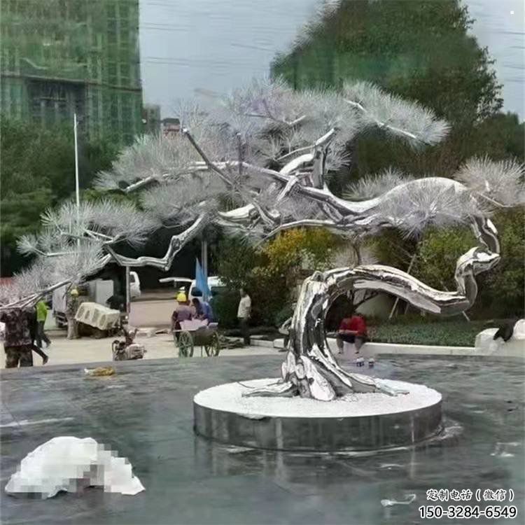 松树雕塑制造商，美陈雕塑，不锈钢松树雕塑厂家