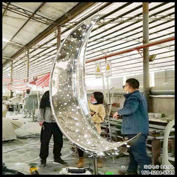 月亮雕塑制作专供，园林装饰，建筑镂空月亮雕塑批发