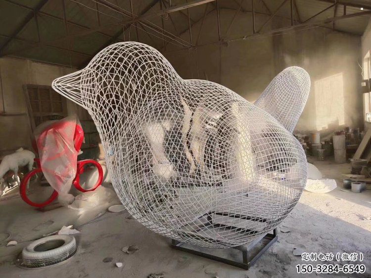 北海镂空小鸟雕塑精选，陆地摆件，铁艺鸟儿雕塑精品