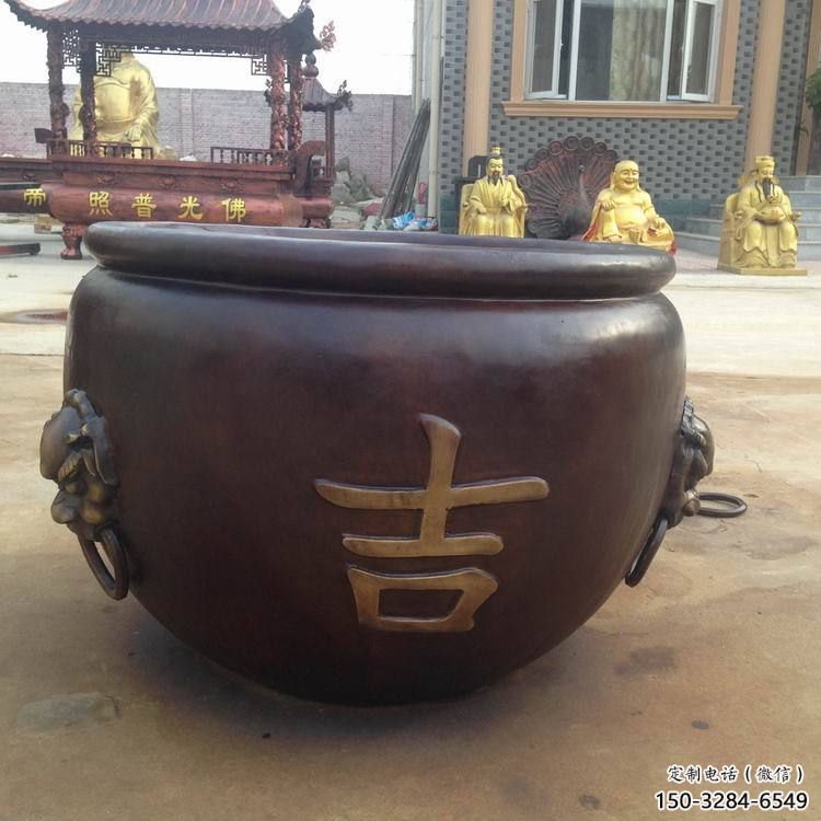 崇左吉字铜缸雕塑-青铜铸造