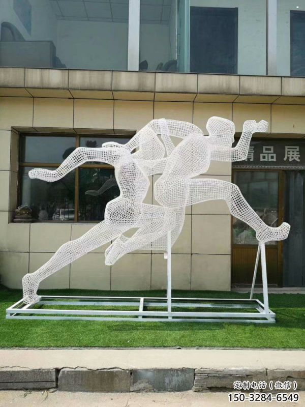 铜仁镂空跨栏雕塑制造商，透雕雕塑，铁艺体育人物雕塑供给