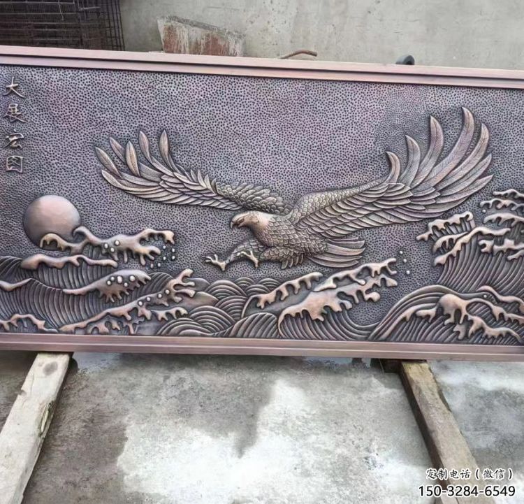 上城老鹰浮雕订做，景区雕塑，锻铜动物浮雕定价